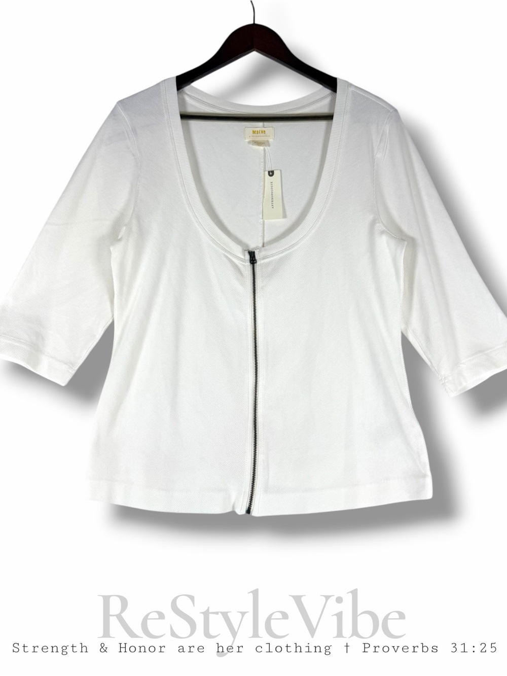 MAEVE ANTHROPOLOGIE Women’s Size XL Top Shirt Full Zipper Close Scoop Neck Knit